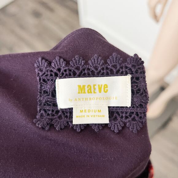 [Anthropologie] Maeve Red Paisley Print Long Sleeve V-Neck Dress Size Medium M - Picture 11 of 12